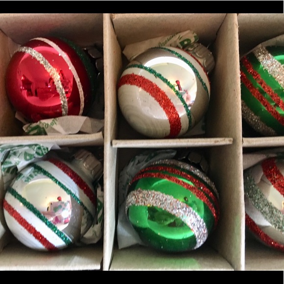 20 Radko Xmas Glass Ball Ornaments Glitter Stripes - Picture 7 of 9